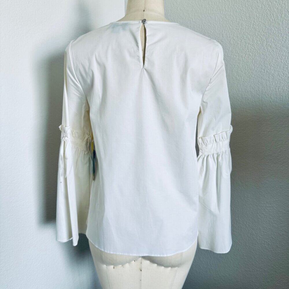 CeCe | NWT - White Flare Sleeve Cotton Blouse size XS - Picture 3 of 8